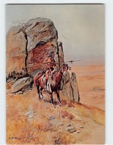 Postcard The Outpost Painting by Charles Marion Russell Helena Montana USA