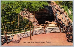 Vtg Natural Bridge Virginia VA Salt Petre Cave 1940s View Linen Postcard