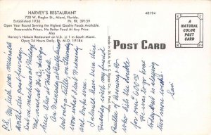 Miami Florida Harvey's Restaurant Photochrome Vintage Postcard U4742