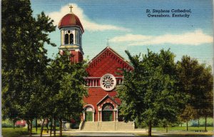 Vtg 1940's St Stephens Cathedral Daviess County Owensboro Kentucky KY Postcard