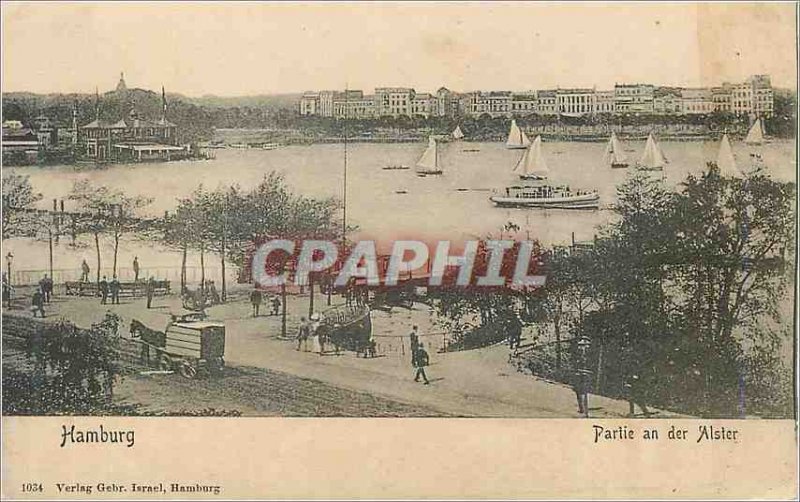 Old Postcard Hamburg der Alster part