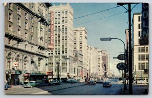 Indianapolis IN~Washington St East~Claypool Hotel~Cars~Coca Cola Sign~1950s PC