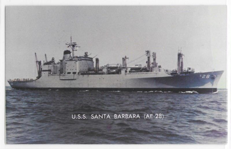 USS Santa Barbara AE-28 At Sea US Navy Ship Boat Vessel Postcard