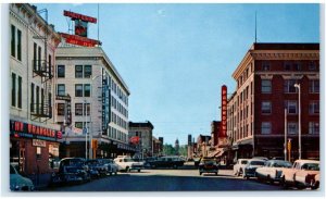 CHEYENNE, WY ~ CAPITOL AVENUE Street Scene NATIONAL BANK c1950s Cars Postcard