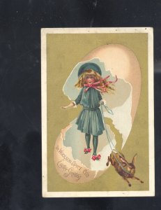 TOLEDO OHIO WOOLSON SPICE COMPANY LION COFFEE RABBIT GIRL VICTORIAN TRADE CARD