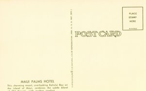 Vintage Postcard - Maui Palms Hotel - Hawaii