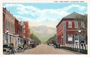 Park Street Cars Livingston Montana 1920s postcard