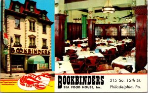 VINTAGE POSTCARD BOOKBINDERS SEA FOOD HOUSE AT PHILADELPHIA P.A. 1960s