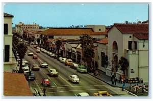 c1950's State Street Classic Cars Palm Trees Santa Barbara California Postcard