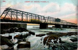 Postcard OH Toledo Cherry Street Bridge Streetcar 1909 M74