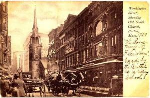 BOSTON MA - Washington Street showing Old South Church - udb