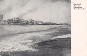 OCEAN GROVE NEW JERSEY THE BEACH FROM FISHING PIER POSTCARD 1909 PM LOWVILLE NY