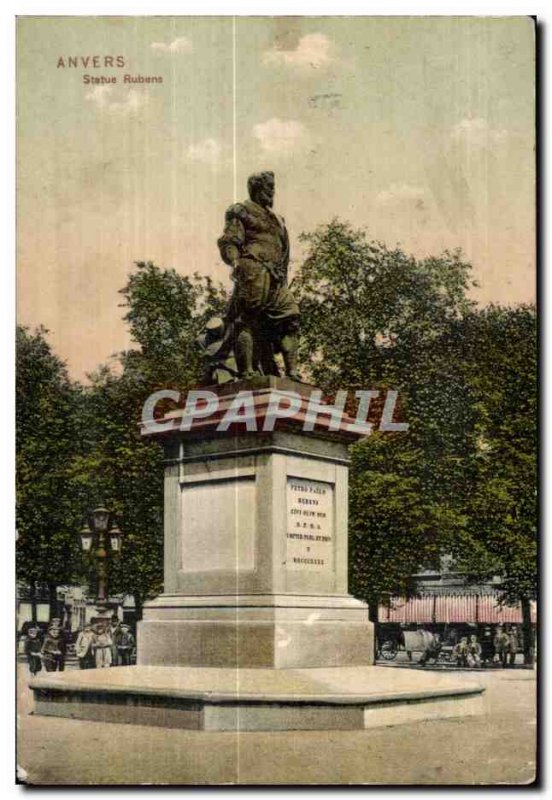 Old Postcard Antwerp Rubens Statue