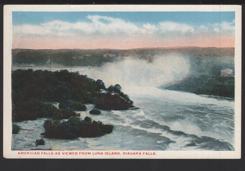 New York NIAGARA FALLS American Falls as Viewed from Luna Island ~ WB