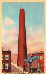 Vintage Postcard 1920's Shot Tower Fayette and Front Streets Baltimore Maryland