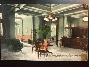 Vintage Postcard 1913 Lobby The Dagmar Hotel Hagerstown Maryland