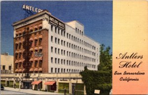 Linen Postcard Antlers Hotel in San Bernardino, California