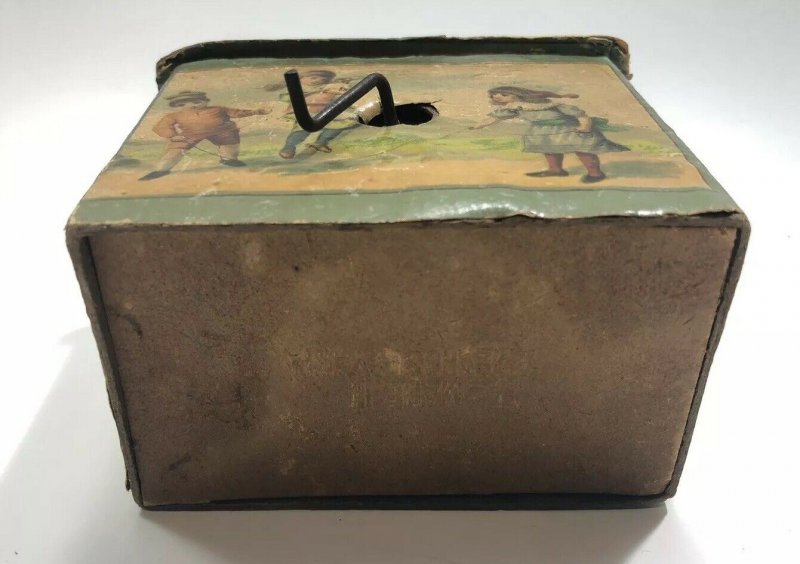 Antique Music Box Childs Musical Toy Cardboard Litho Works RARE SHIPS FREE IN US