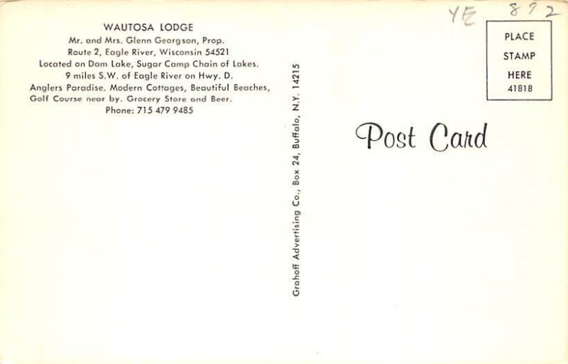 Wautosa Lodge Dam Lake - Eagle River, Wisconsin WI