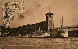 Seattle Washington WA Colman Dock Golden Potlatch Festival Vintage Postcard