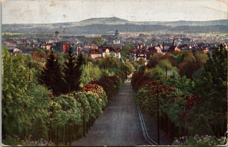 VINTAGE POSTCARD VIEW OF THE TOWN OF BAYREUTH FROM THE ALPS GERMANY 1919