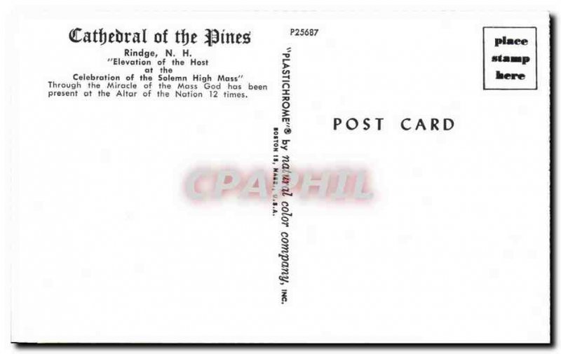 Postcard Old Cathedral of the Dines Rindge Elevation of the Host at the Celen...