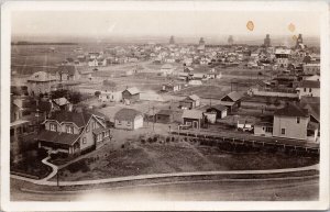 Gravelbourg Saskatchewan Birdseye Town Elevators Scarce RPPC Postcard H49 *as is