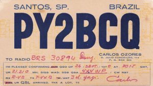 Santos Brazil 1970s QSL Radio Card