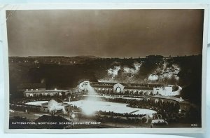 Bathing Pool North Bay Scarborough by Night Yorkshire Vintage RP Postcard 1941