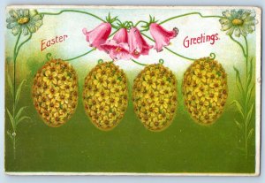 1909 Easter Greetings Floral Hanging Eggs Flowers Embossed Camden NJ Postcard