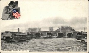 Jersey City New Jersey NJ Pennsylvania Railroad Depot & Ferry c1905 Postcard