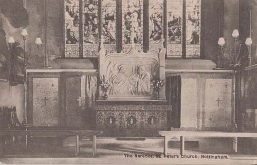 The Reredos St Peters Church Nottingham Antique Interior Postcard