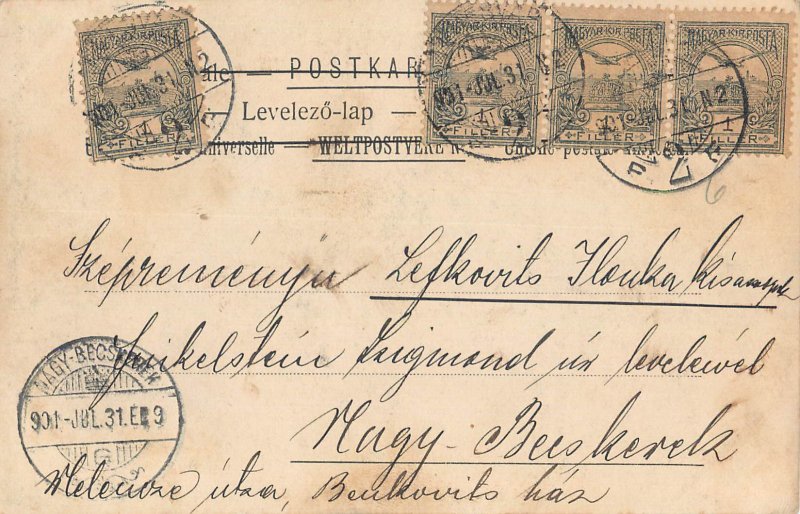 Hungarian children type 1901 postcard Hungary to Nagybecskerek Serbia stamps