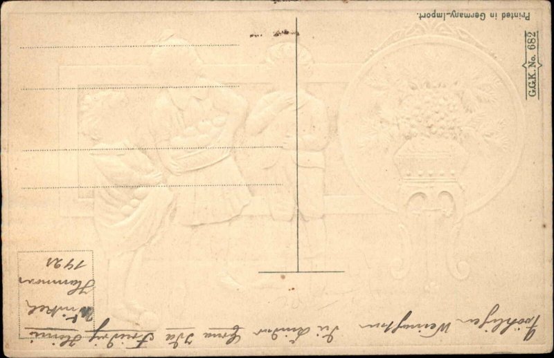 Christmas Children Apples Embossed c1900s-20s Postcard