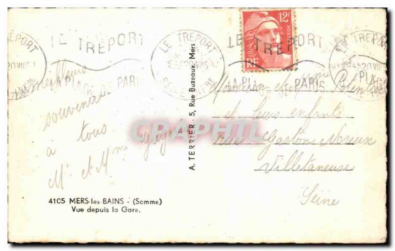 Old Postcard Mers les Bains View From Gare