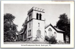 Vtg Darlington Pennsylvania PA United Presbyterian Church View Old Postcard