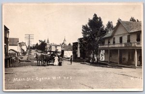 K44/ Ogema Wisconsin RPPC Postcard c1910 Main Sr Stores Hotel McGuire235