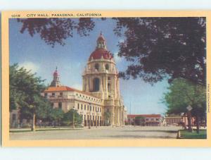 Unused Linen CITY HALL SCENE Pasadena California CA hs5862@