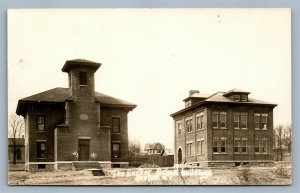 DEXTER NY SCHOOL BUILDINGS ANTIQUE REAL PHOTO POSTCARD RPPC by H.BEACH REMSEN