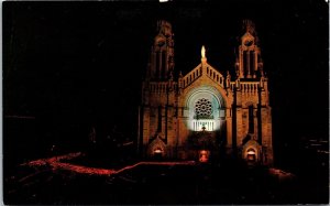 Vtg Basilica Ste-Anne de Beaupre Candle Light Procession Quebec Canada Postcard