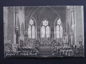 Surrey GUILDFORD St. Nicholas Church Interior - Old Postcard by Frith