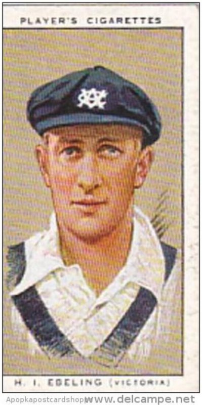 Player Vintage Cigarette Card Cricketers 1934 No 41 H I Ebeling