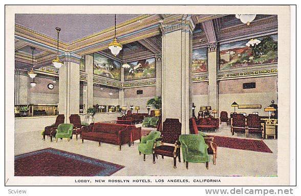Lobby, New Rosslyn Hotels, Los Angeles, California, 30-40s