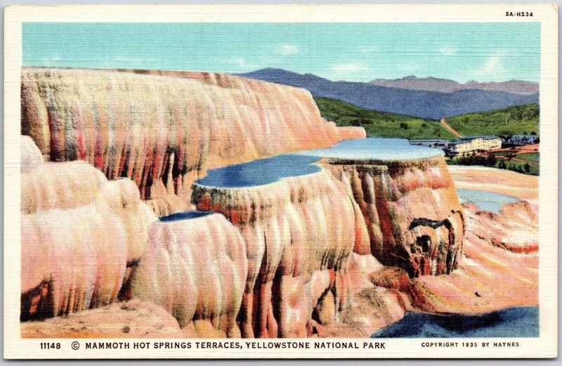 Mammoth Hot Springs Terraces Yellowstone National Park Rock Formation Postcard