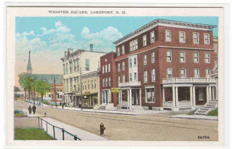 Webster Square Street Lakeport New Hampshire 1920c postcard