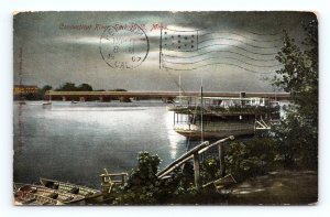 Night View Connecticut River Springfield MA Massachusetts 1907 DB Postcard Q1