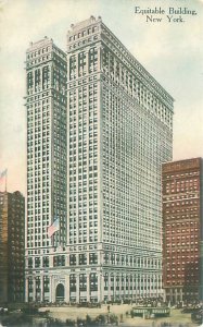 NYC New York Equitable Building, Horse Carriage, Trolley 1913 Postcard Unused