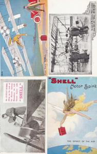 Shell Garage Petrol Gliders Plane Comic 4x Advertising Postcard s