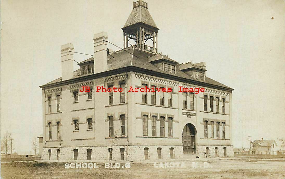 ND, Lakota, North Dakota, RPPC, School Building, Exterior View, 1908 PM
