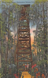 Waycross Georgia 1940s Postcard Observation Tower Okefenokee Swamp Park